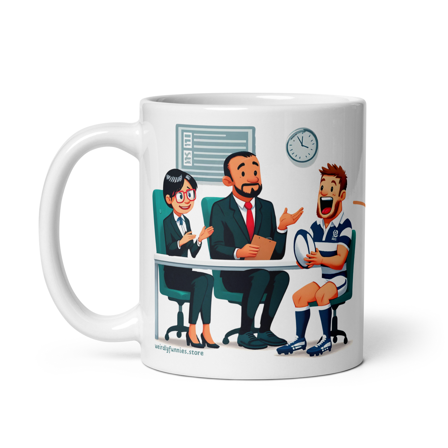 interview humor mug