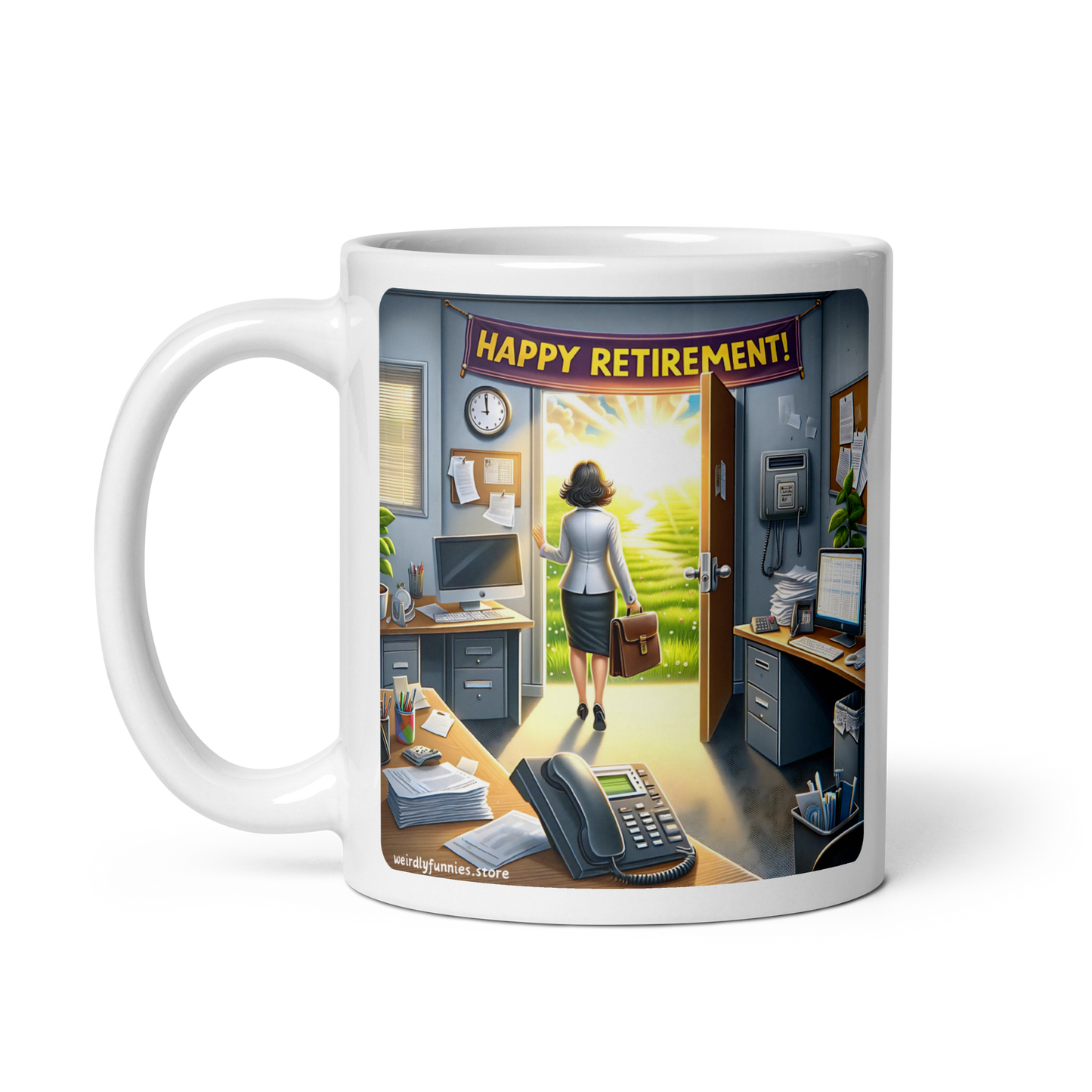 female retirement mug